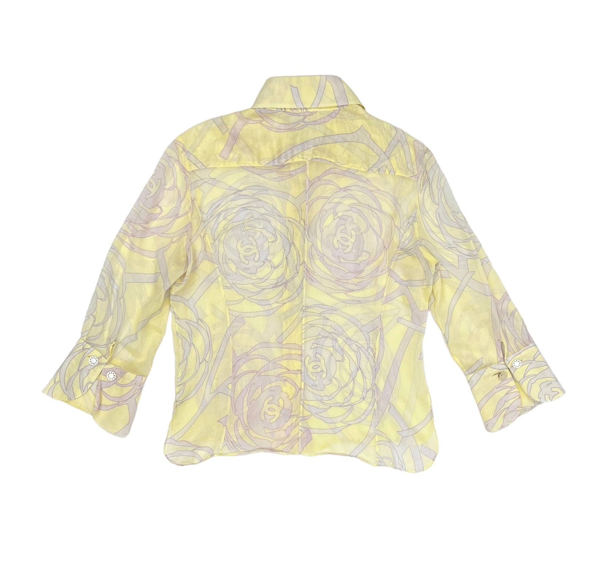 Chanel Yellow Floral Button-Down Top