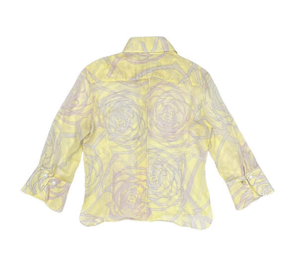 Chanel Yellow Floral Button-Down Top