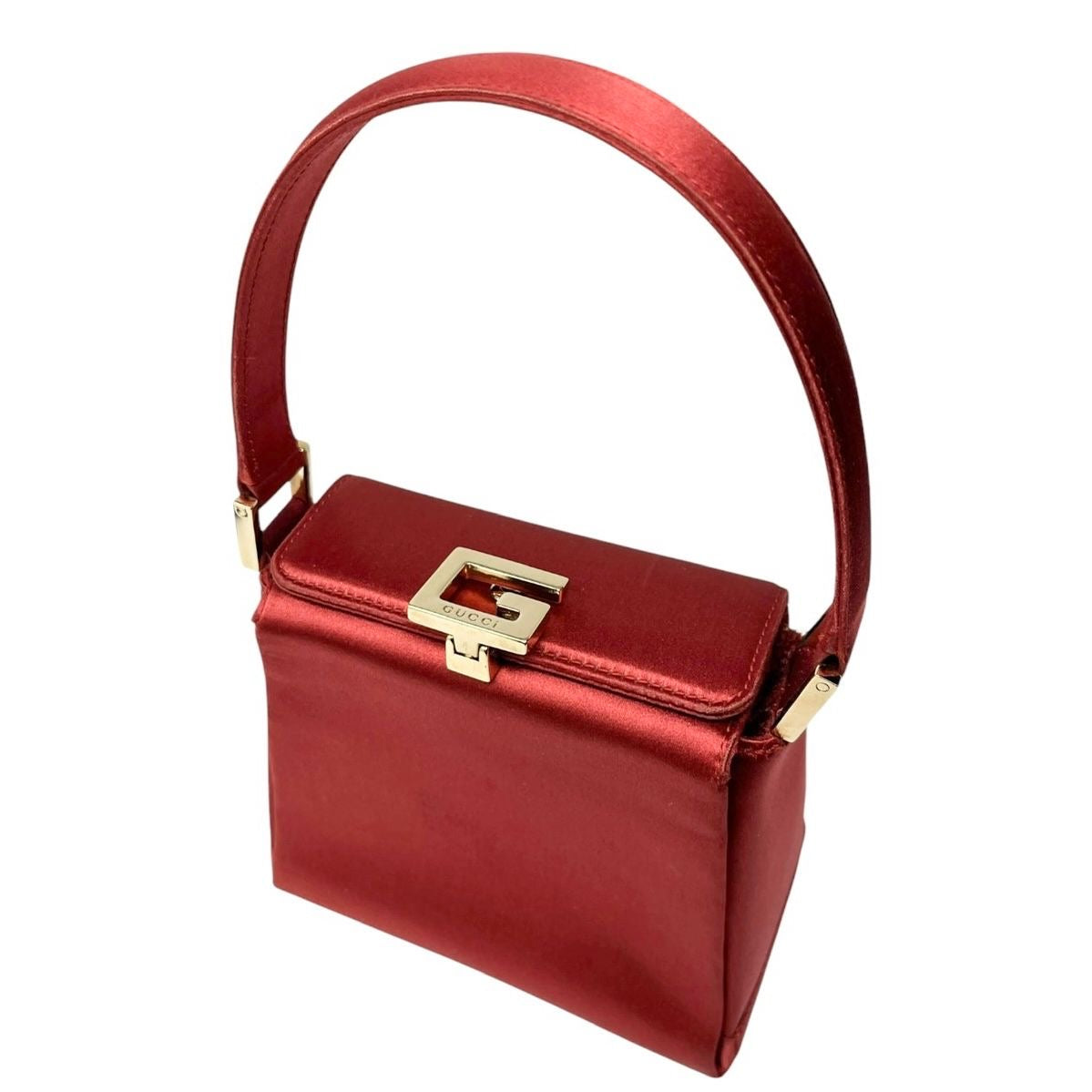 Gucci Mini Red Satin Top Handle Box Bag