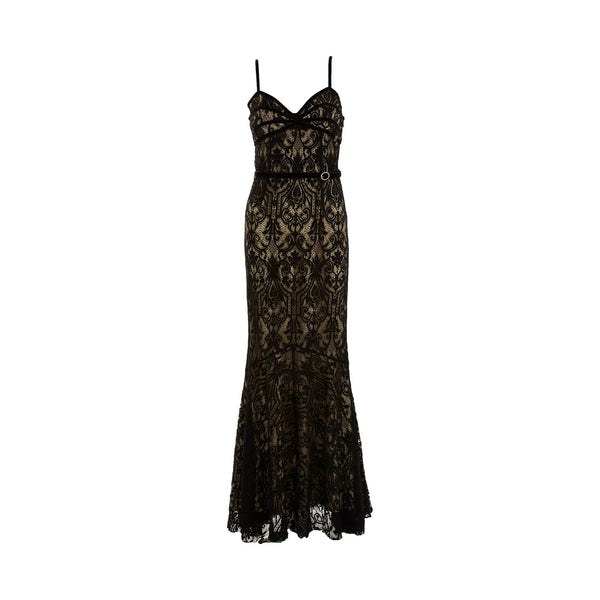 John Galliano Black Lace Belted Gown – Treasures of NYC