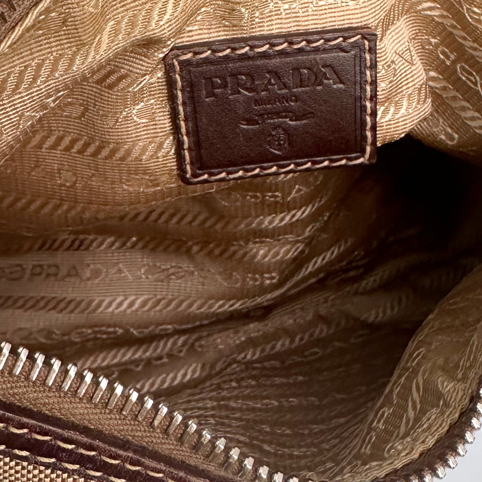 Prada Brown Canvas Mini Shoulder Bag