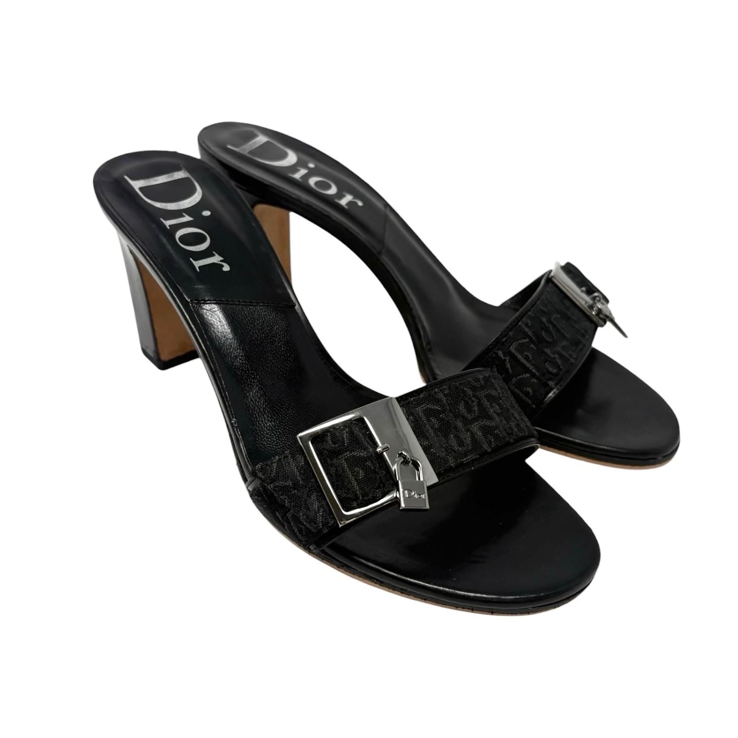 Dior Black Logo Block Heels