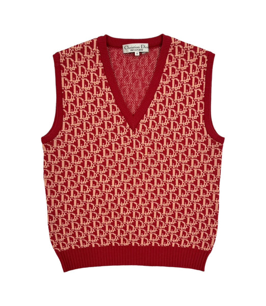 90s Christian Dior 高級プレタポルテライン Knit Vest Treasures of NYC - Dior Blue Monogram Sweater Vest