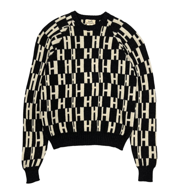 Hermes Black Logo Crew Sweater