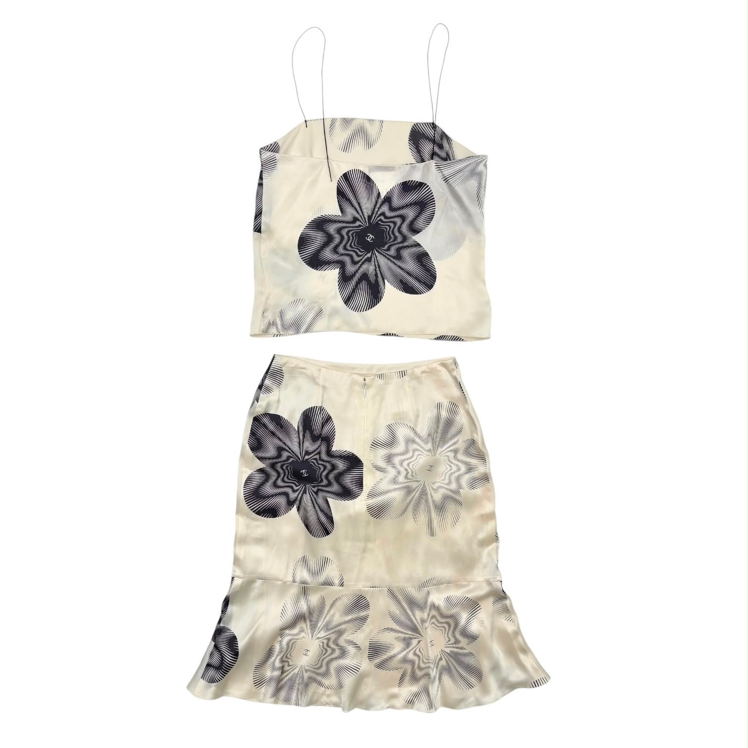 Chanel Floral Silk Skirt Set