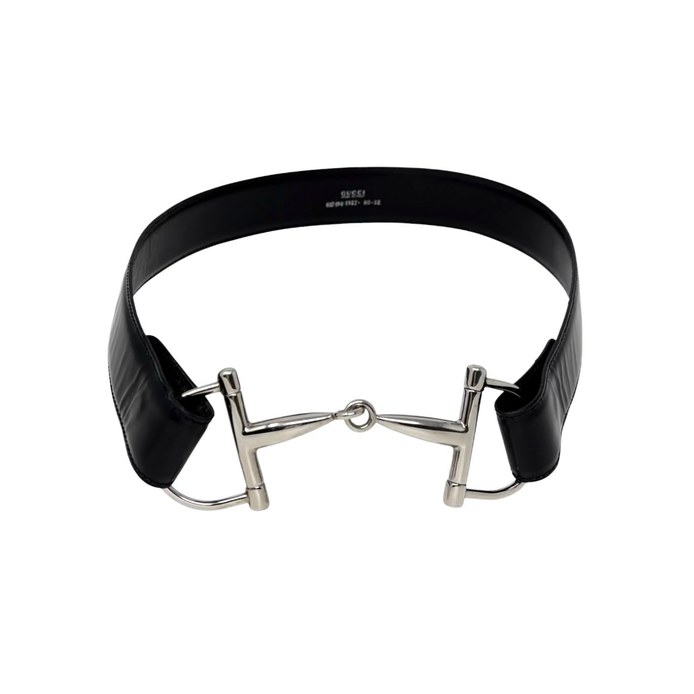 Gucci Black Patent Leather Horsebit Belt