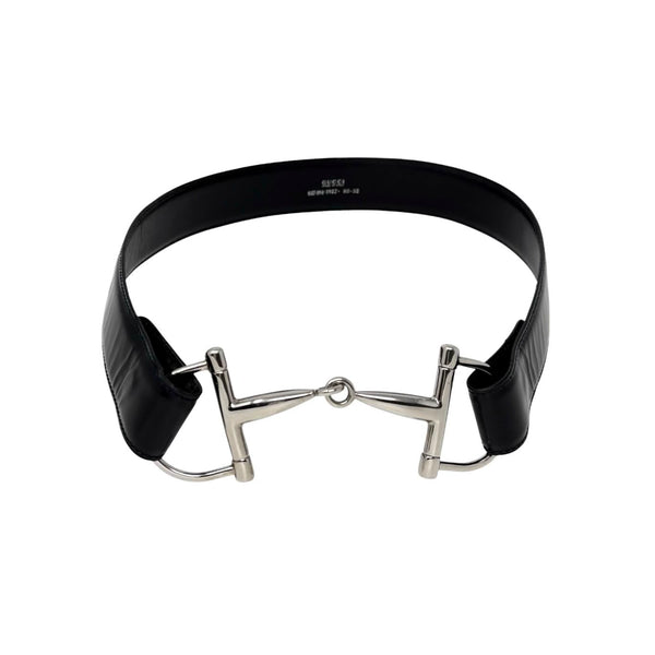 Gucci Black Patent Leather Horsebit Belt