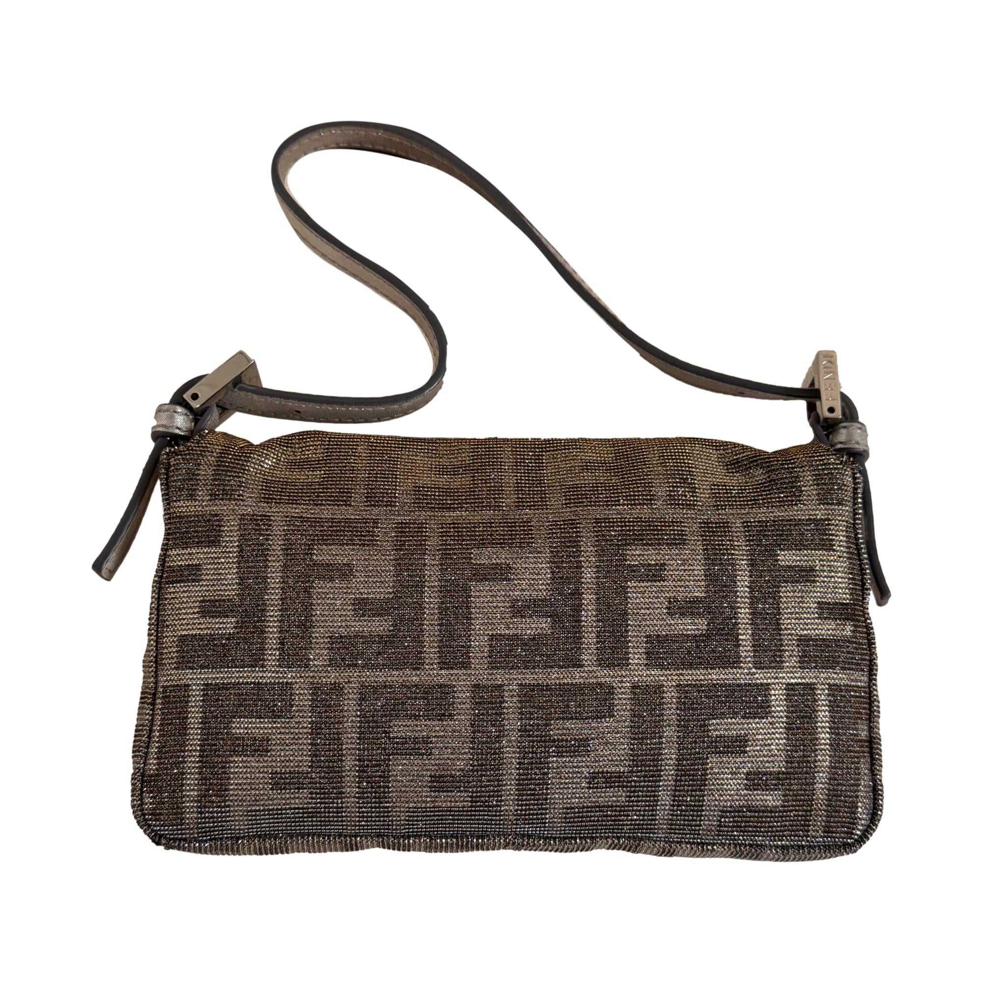 Fendi Two Tone Mini Rhinestone Baguette