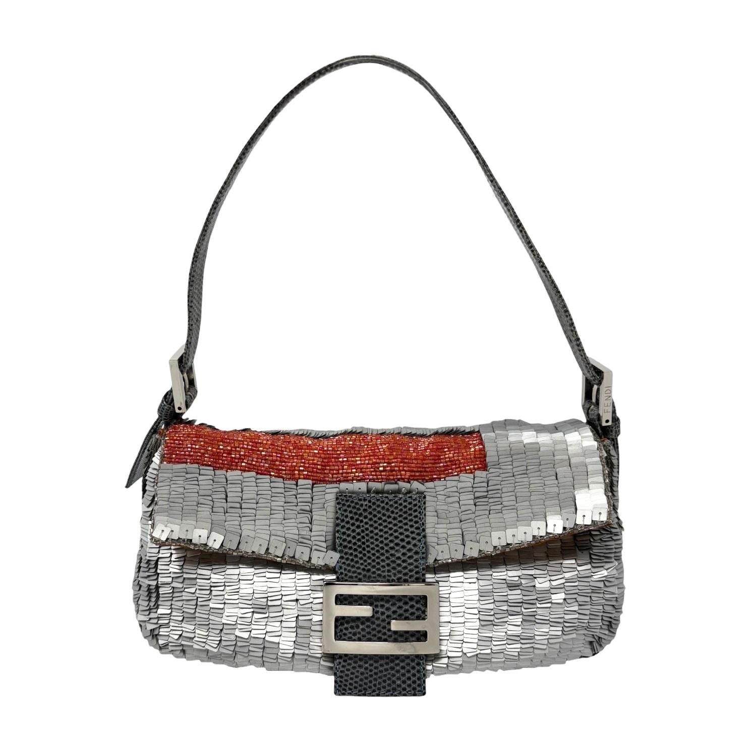 Fendi Silver Sequin Baguette Bag