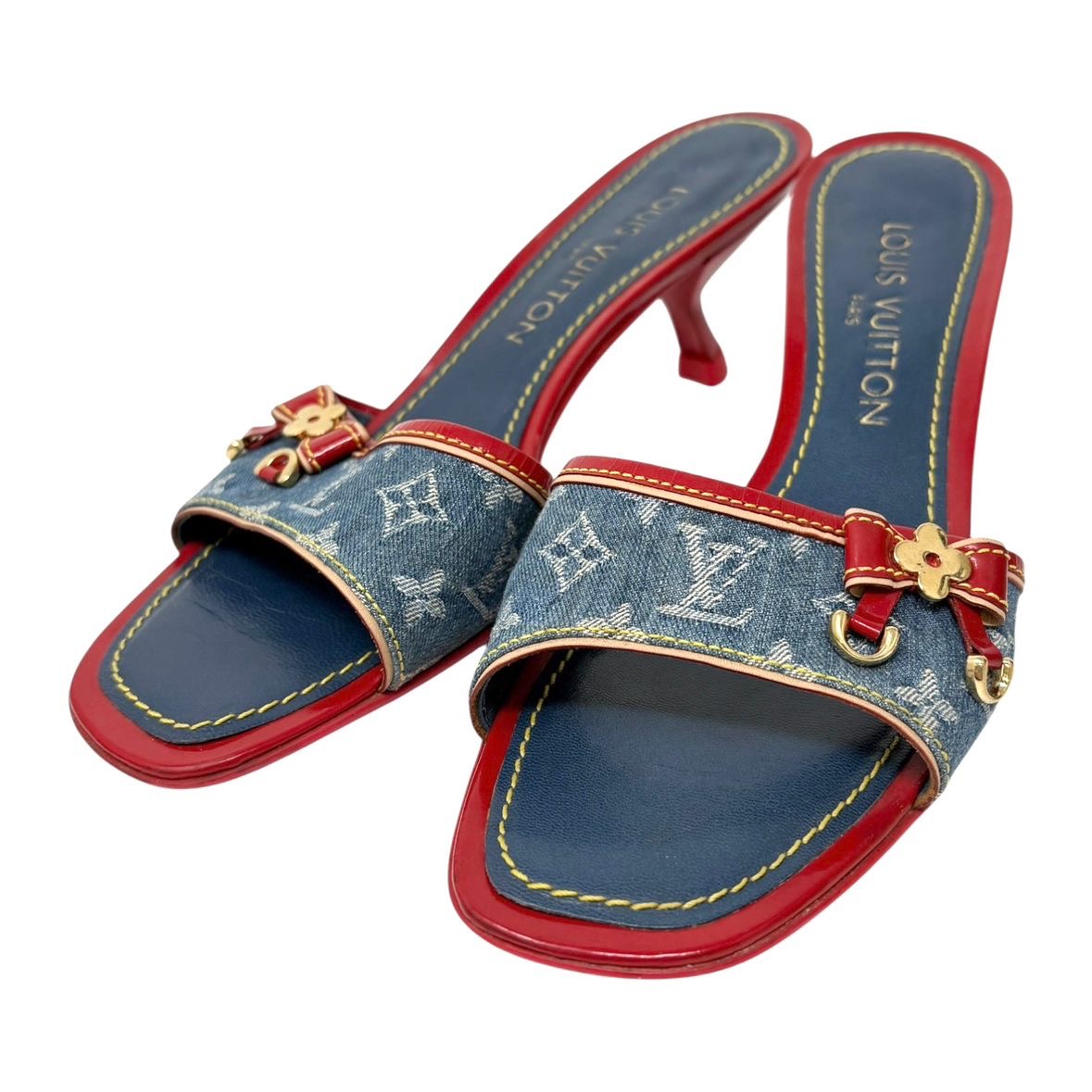Louis Vuitton Blue Denim Kitten Heels