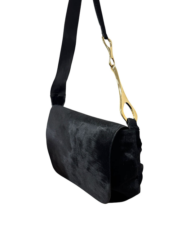 Gucci x Tom Ford Black Pony Hair Jumbo Bag