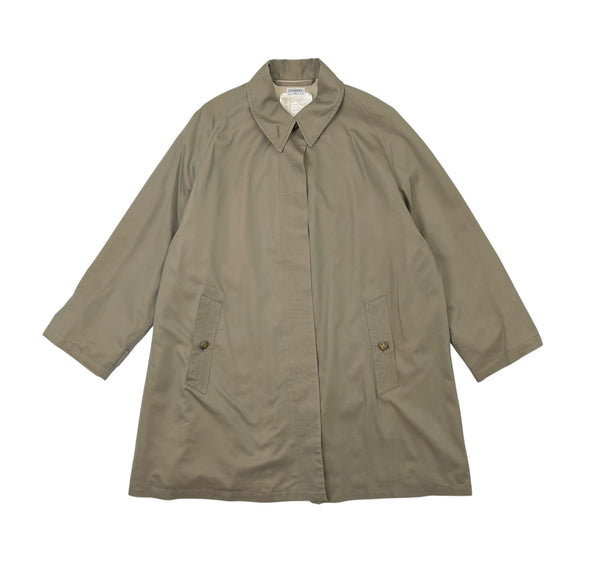 Chanel Tan Logo Button Trench Coat