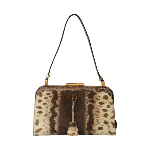 Prada Snakeskin Small Structured Shoulder Bag