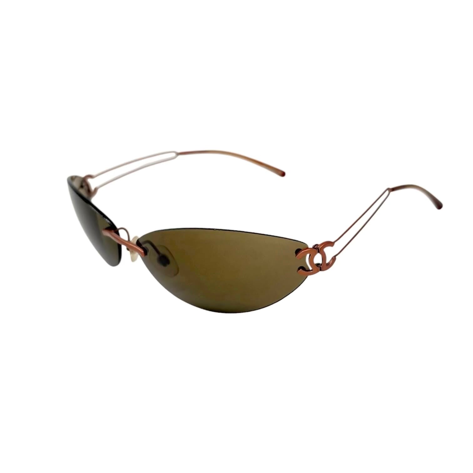 Chanel Olive Rimless Side Logo Sunglasses