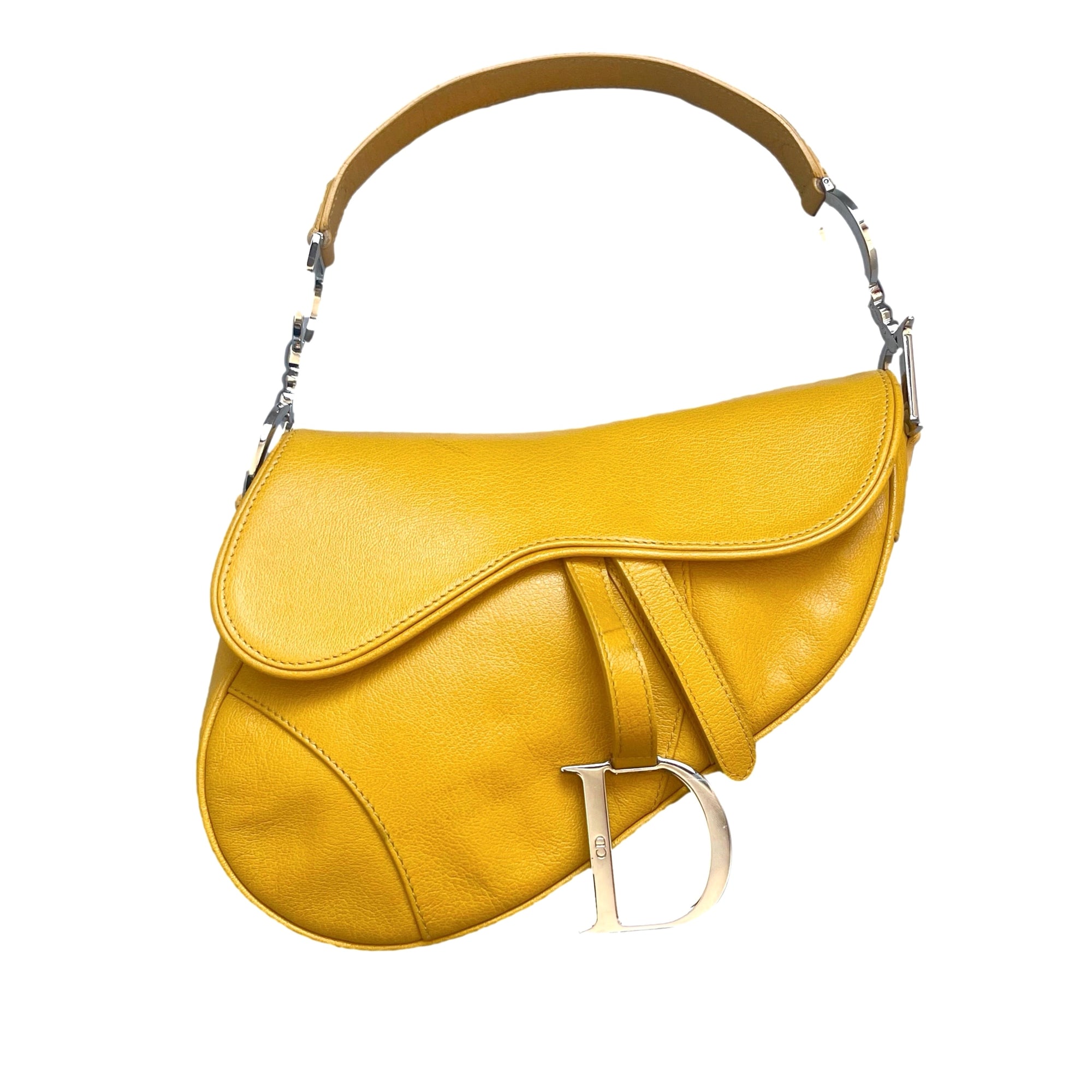 Dior Yellow Leather Saddle Bag