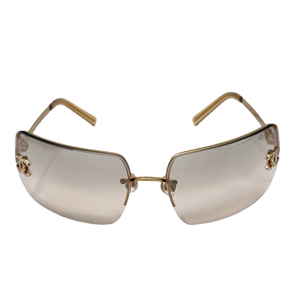 Chanel Smoke Rhinestone Rimless Sunglasses