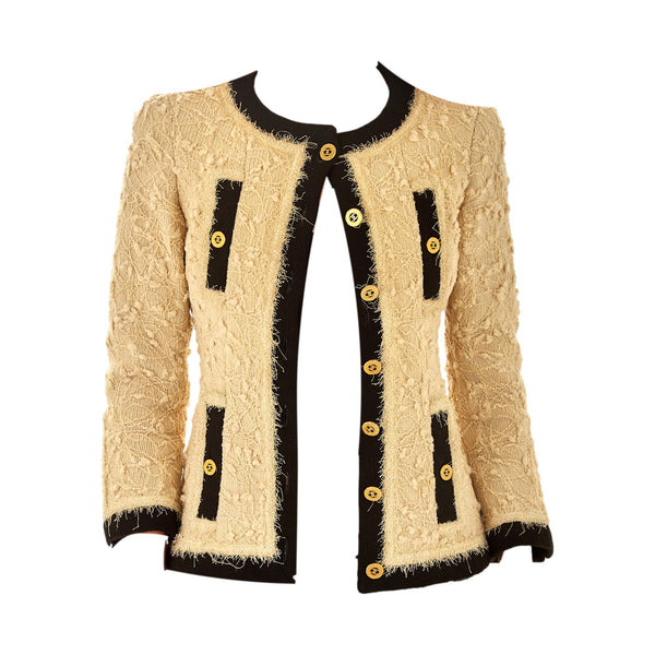Chanel Cream + Black Tweed Jacket