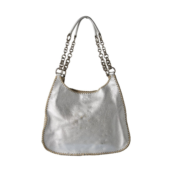 Prada Silver Leather Chain Shoulder Bag