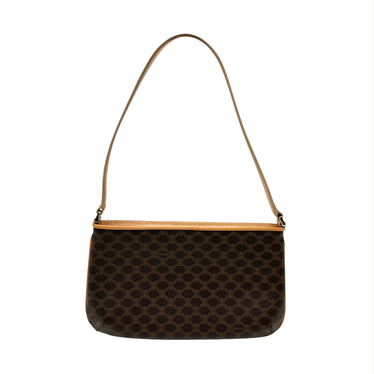 Celine Brown Leather Logo Shoulder Bag