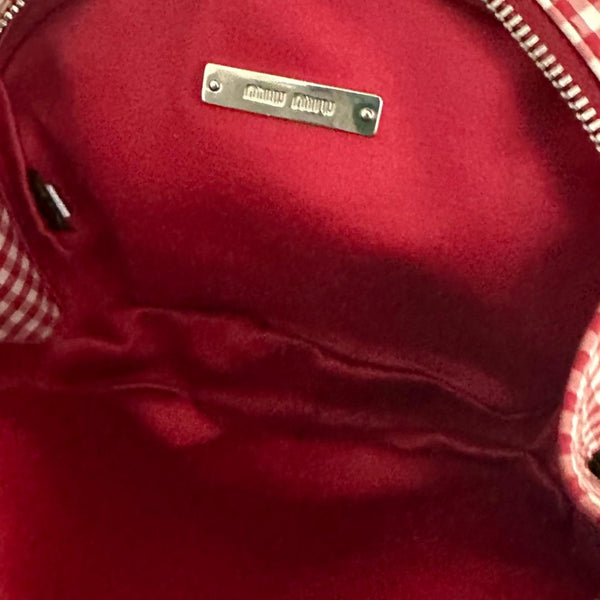Miu Miu Red Gingham Mini Top Handle Bag