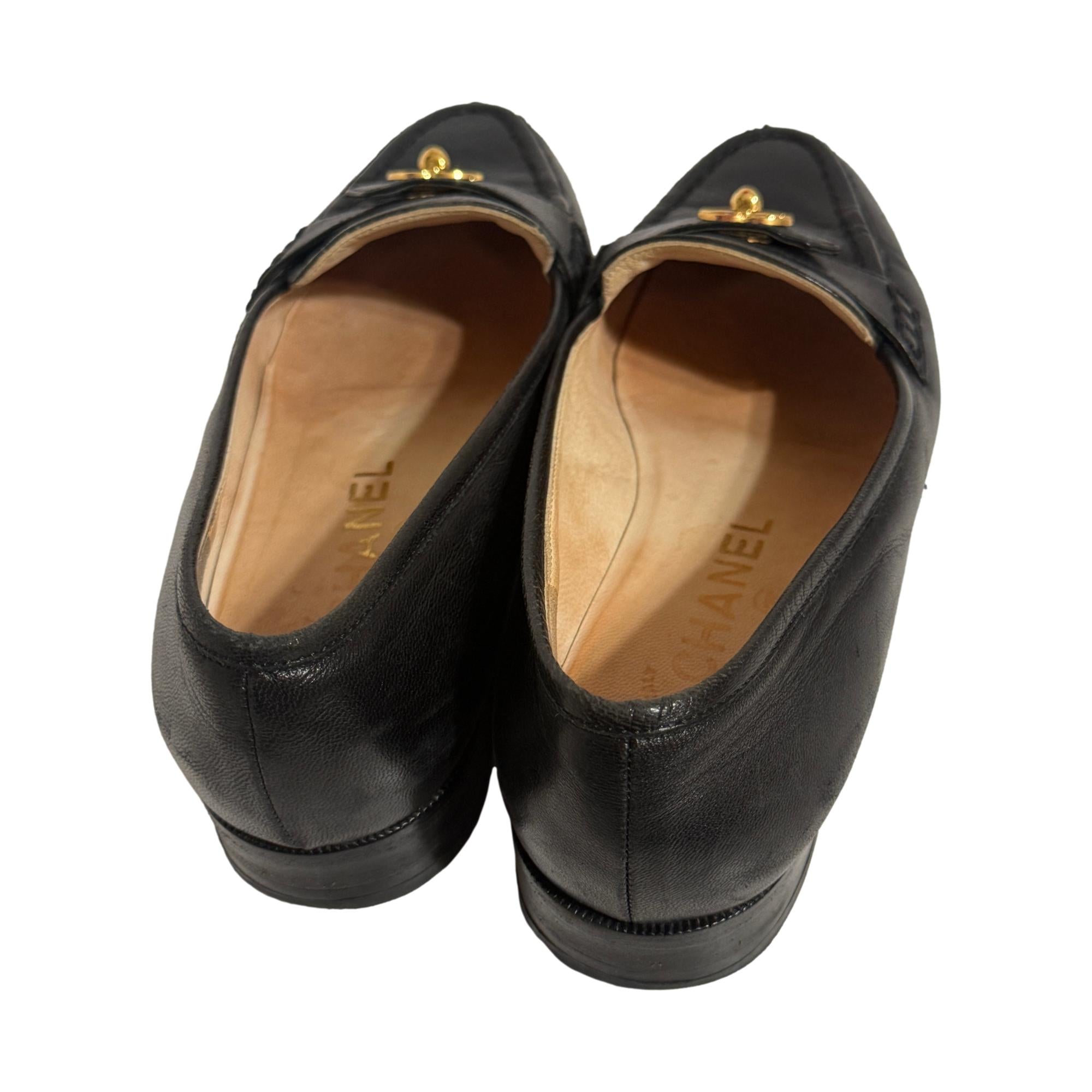Chanel Black Turnlock Loafers