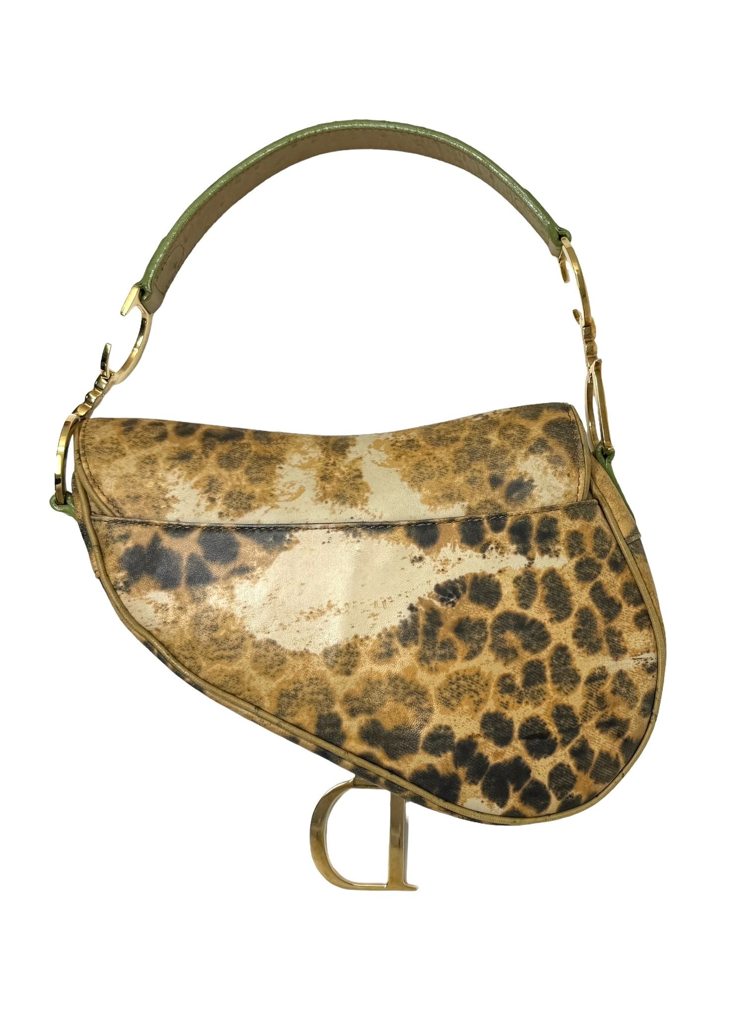 Dior Leather Cheetah Print Saddle Bag