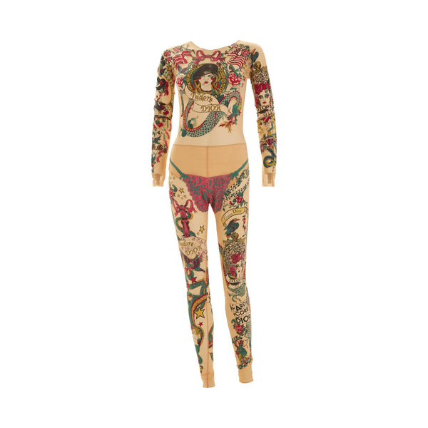 Christian Dior Tattoo Print Bodysuit + Leggings Set