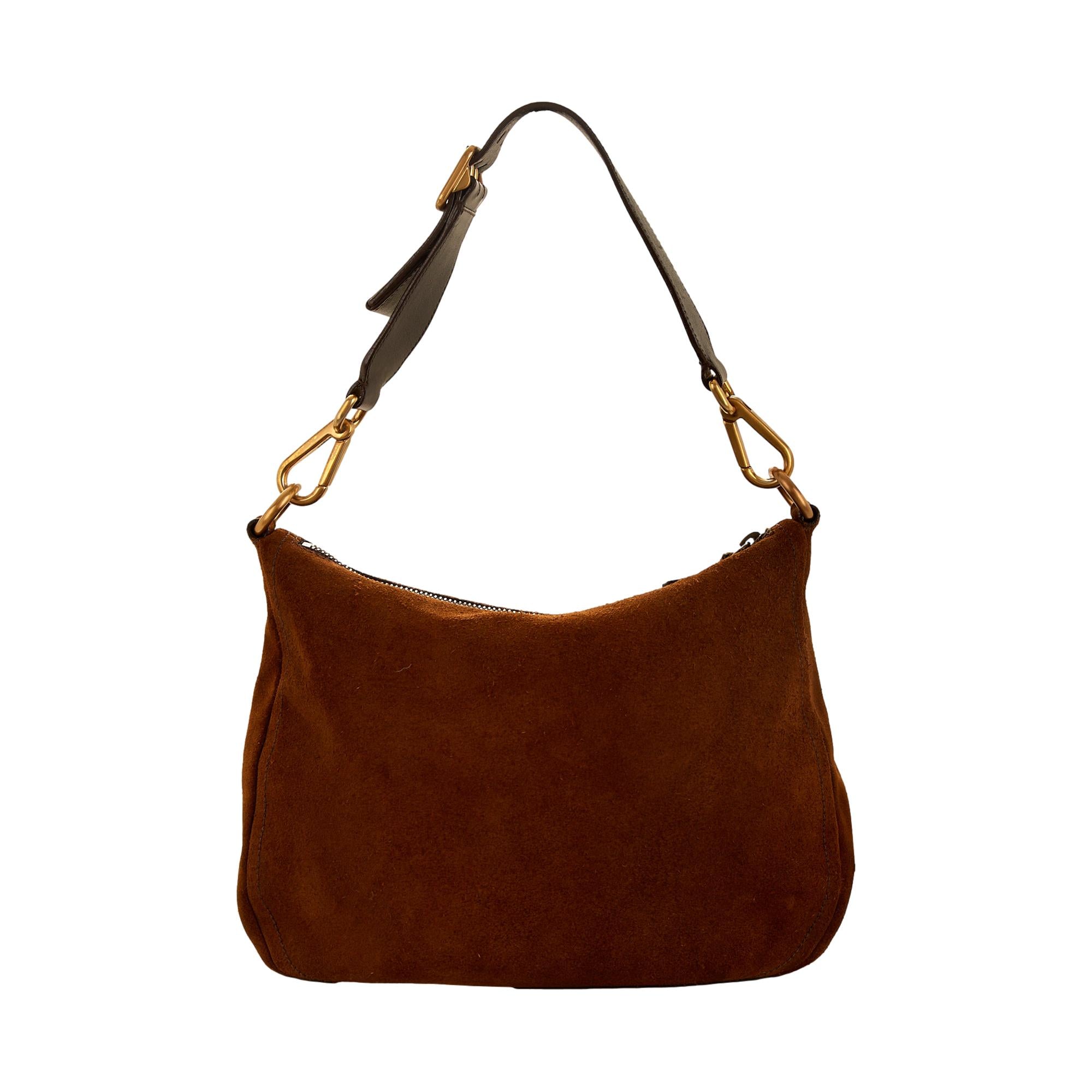 Prada Brown Suede Shoulder Bag