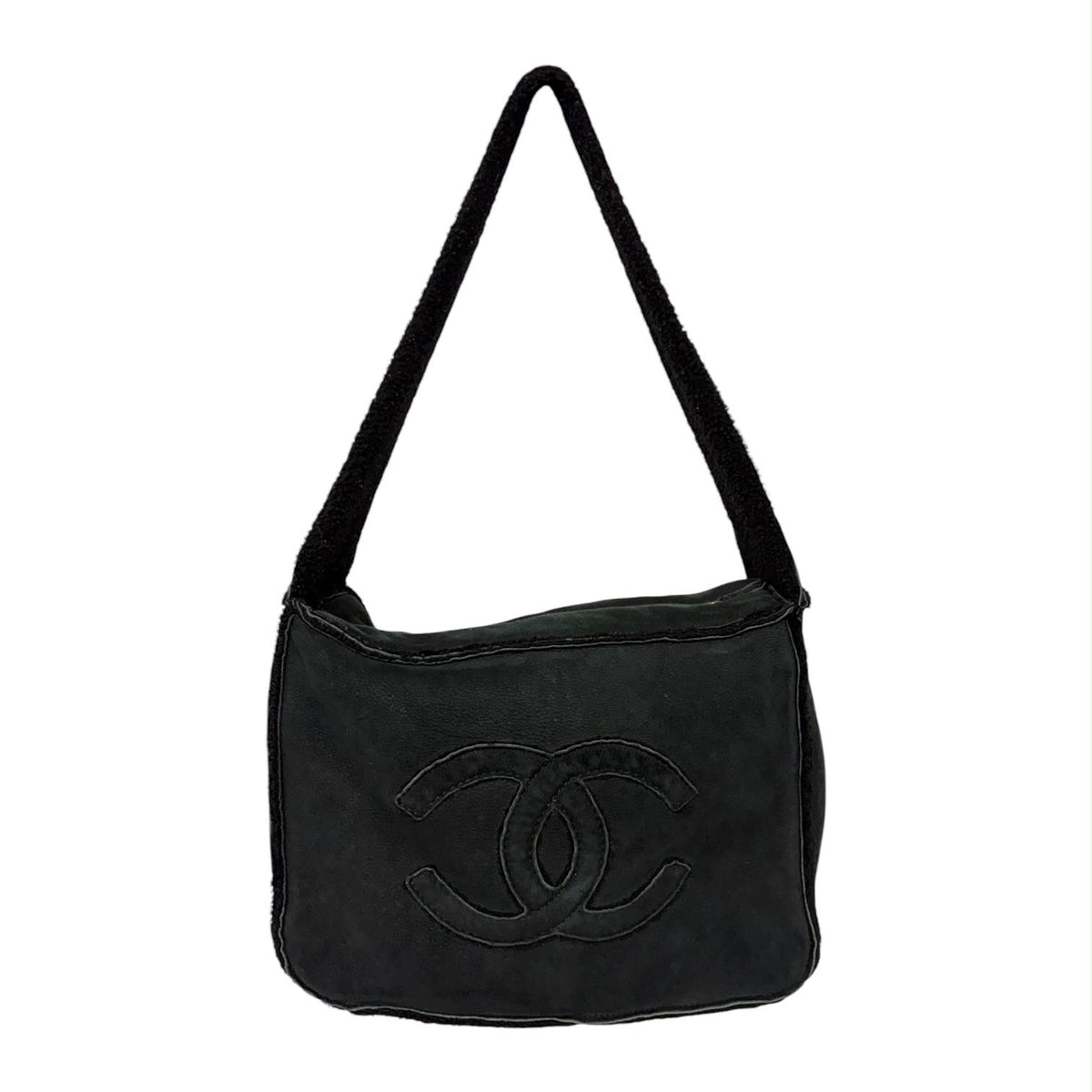 Chanel Black Shearling Shoulder Bag