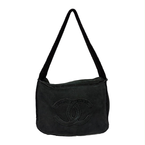 Chanel Black Shearling Shoulder Bag