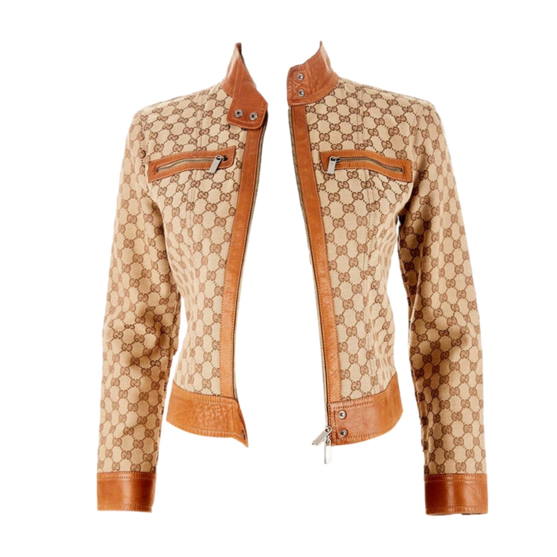 Gucci Brown Logo Biker Jacket