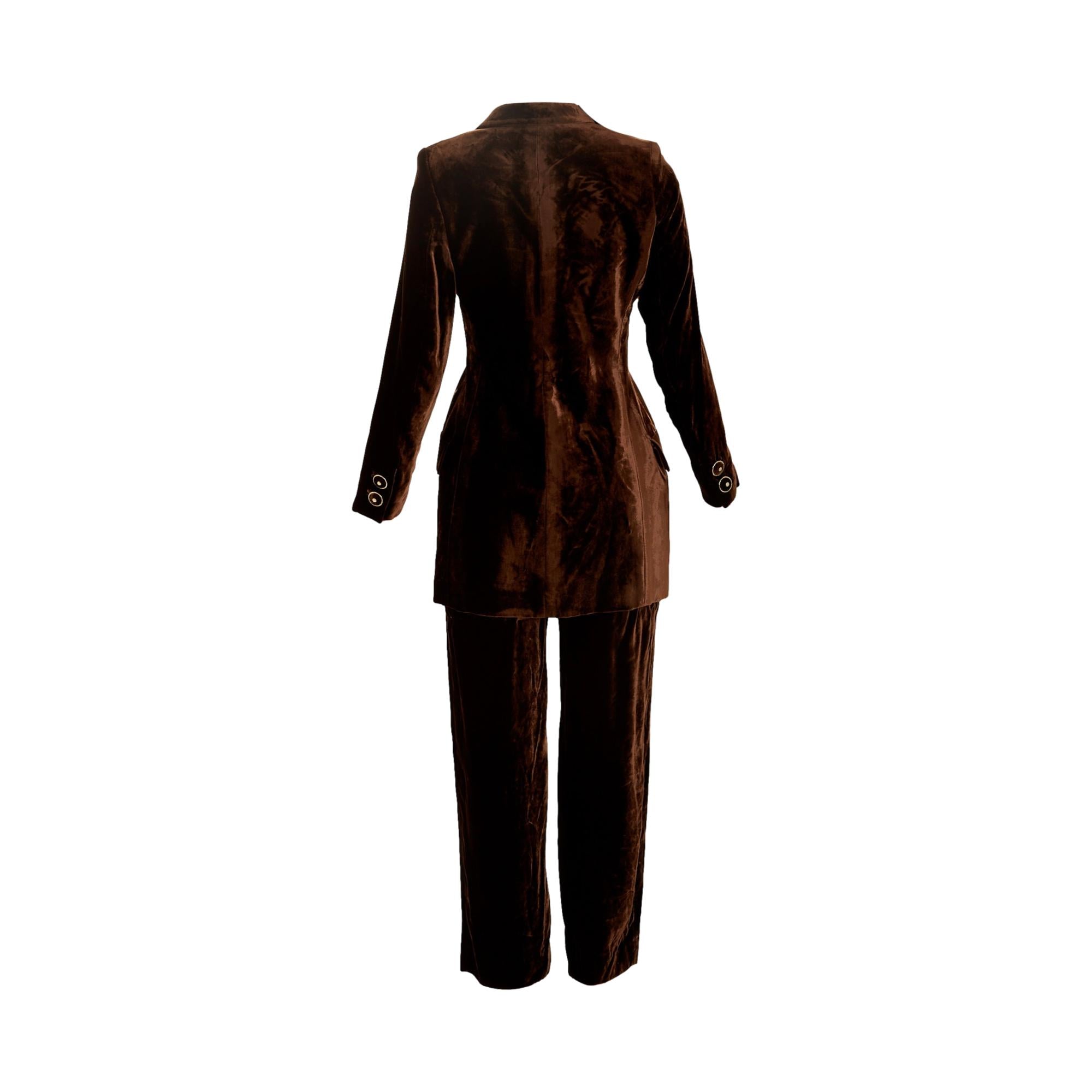 Versace Brown Velvet Pant Suit Set