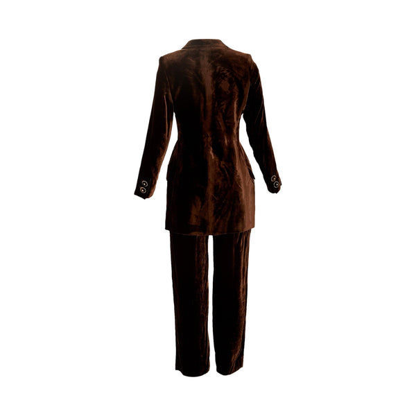 Versace Brown Velvet Pant Suit Set