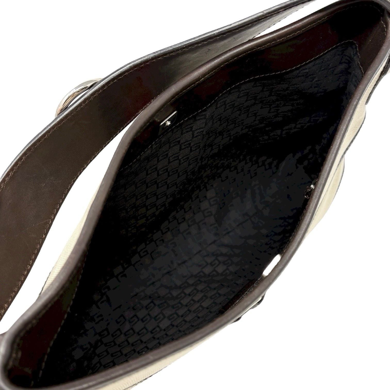 Gucci Logo Stripe Canvas Shoulder Bag