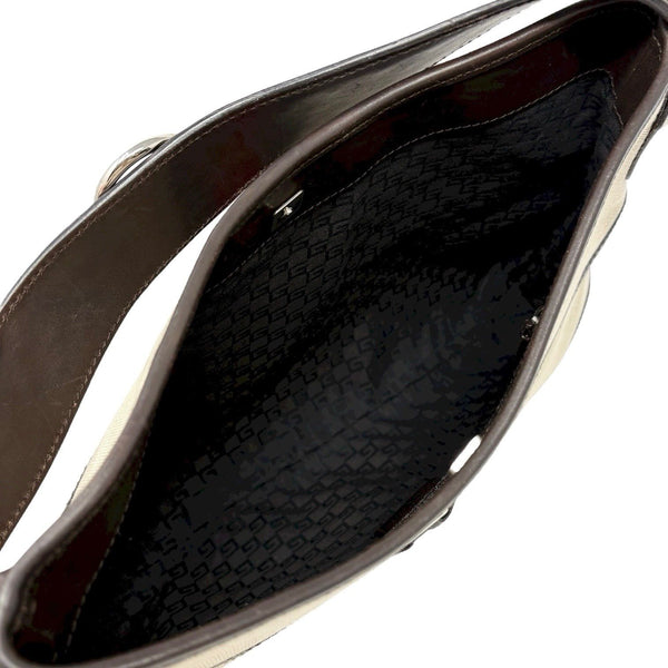 Gucci Logo Stripe Canvas Shoulder Bag