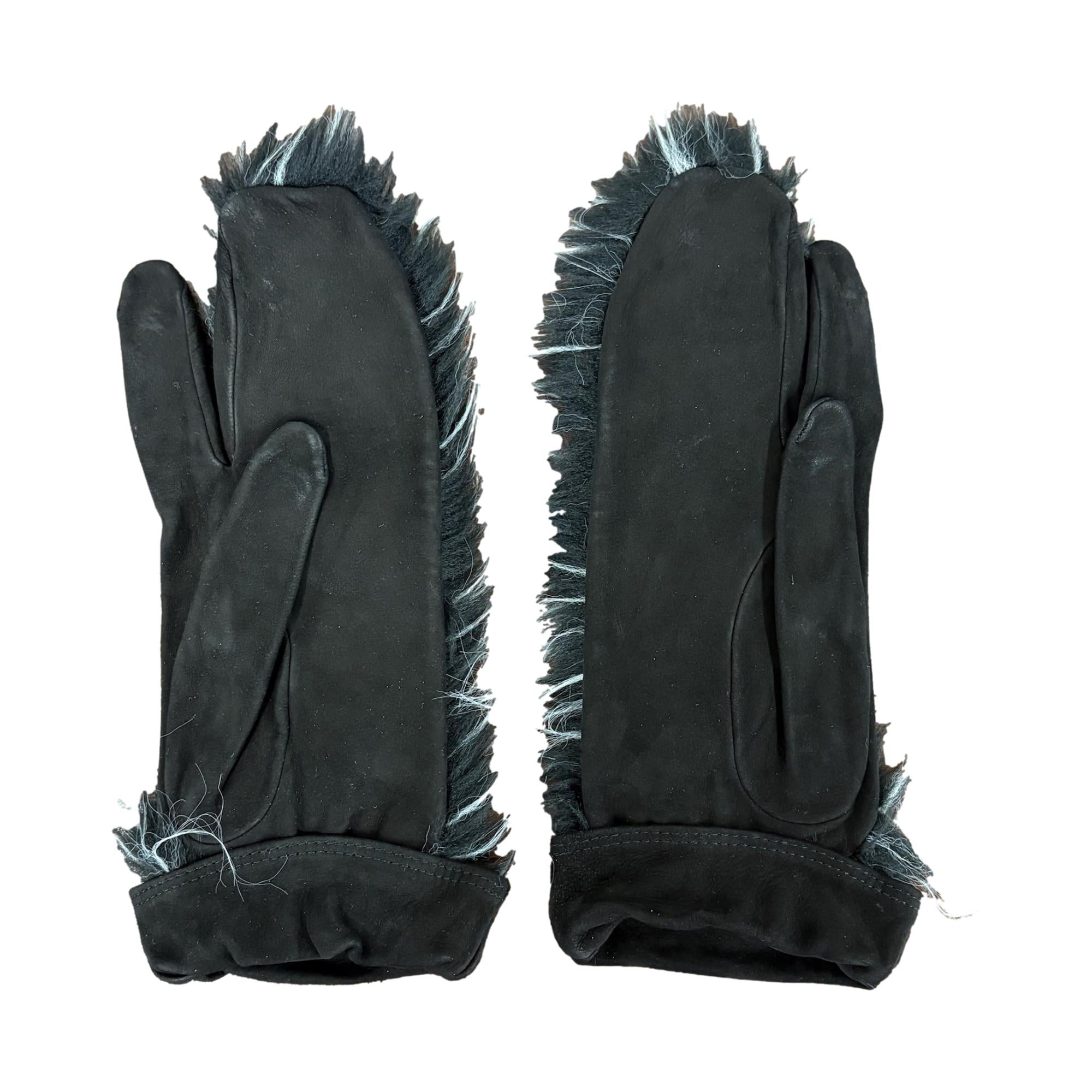 Chanel Black & White Fur Mittens