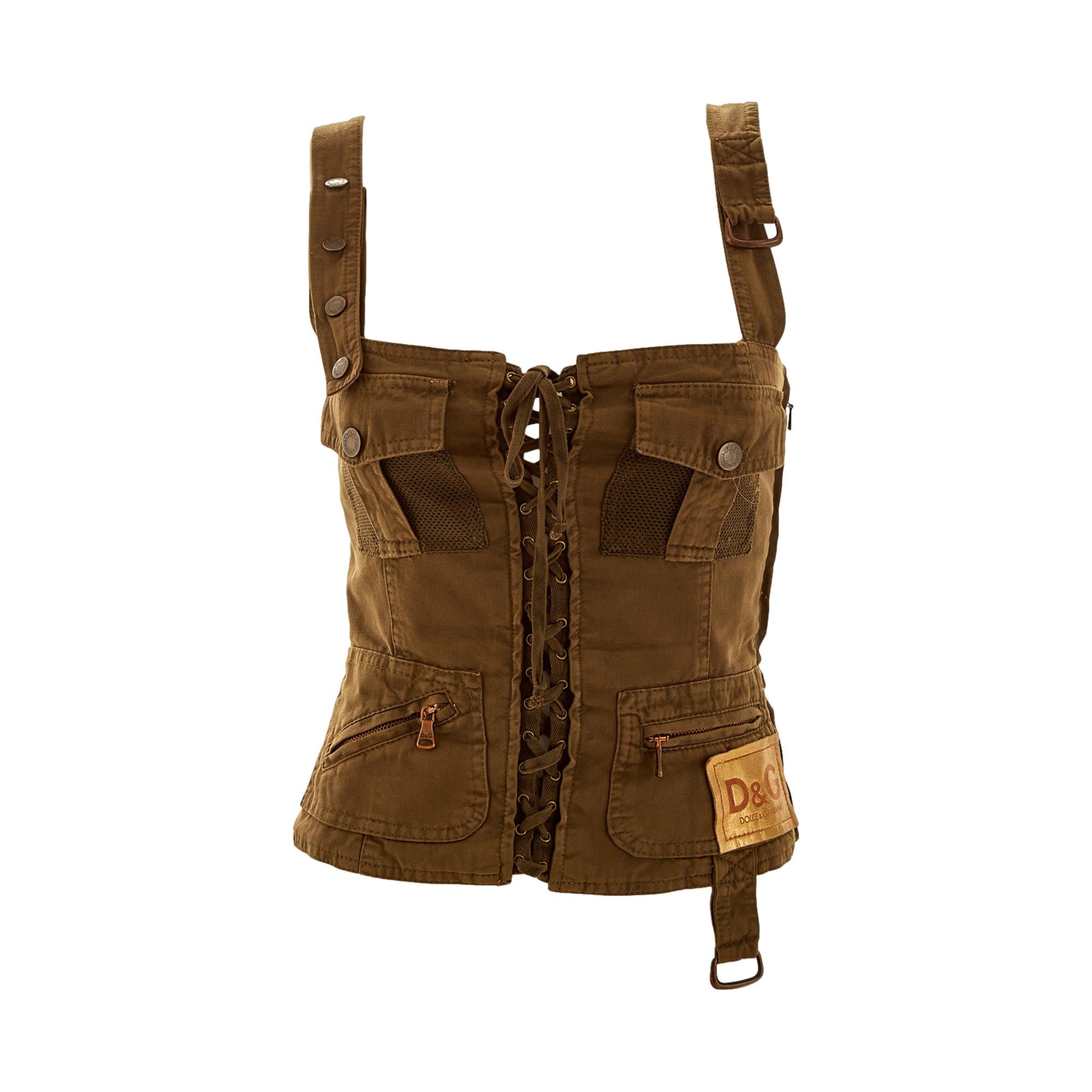 Dolce & Gabbana Brown Cargo Tieup Tank