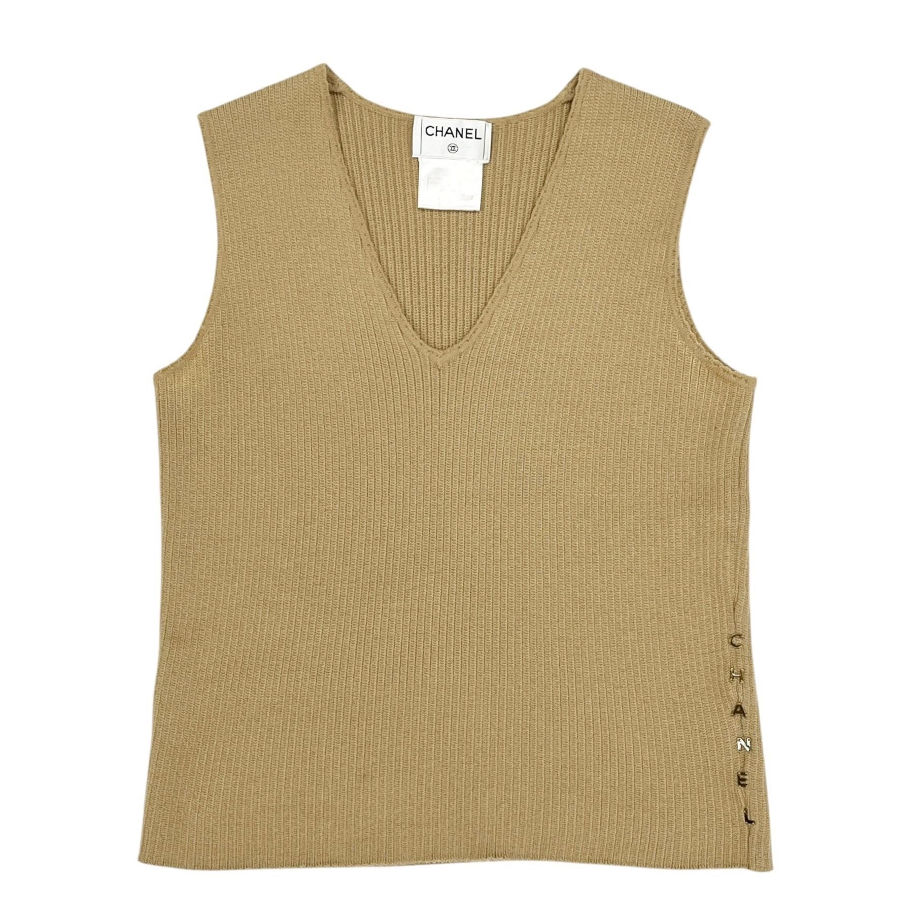 Chanel Beige Logo Tank Top