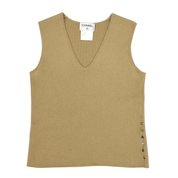 Chanel Beige Logo Tank Top