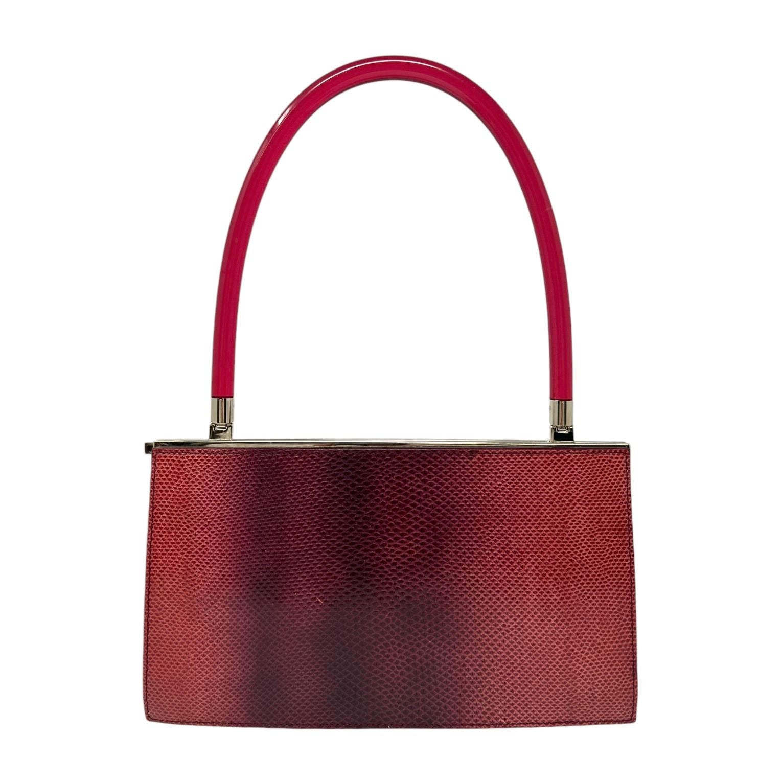 Gucci Red Python Structured Top Handle Bag