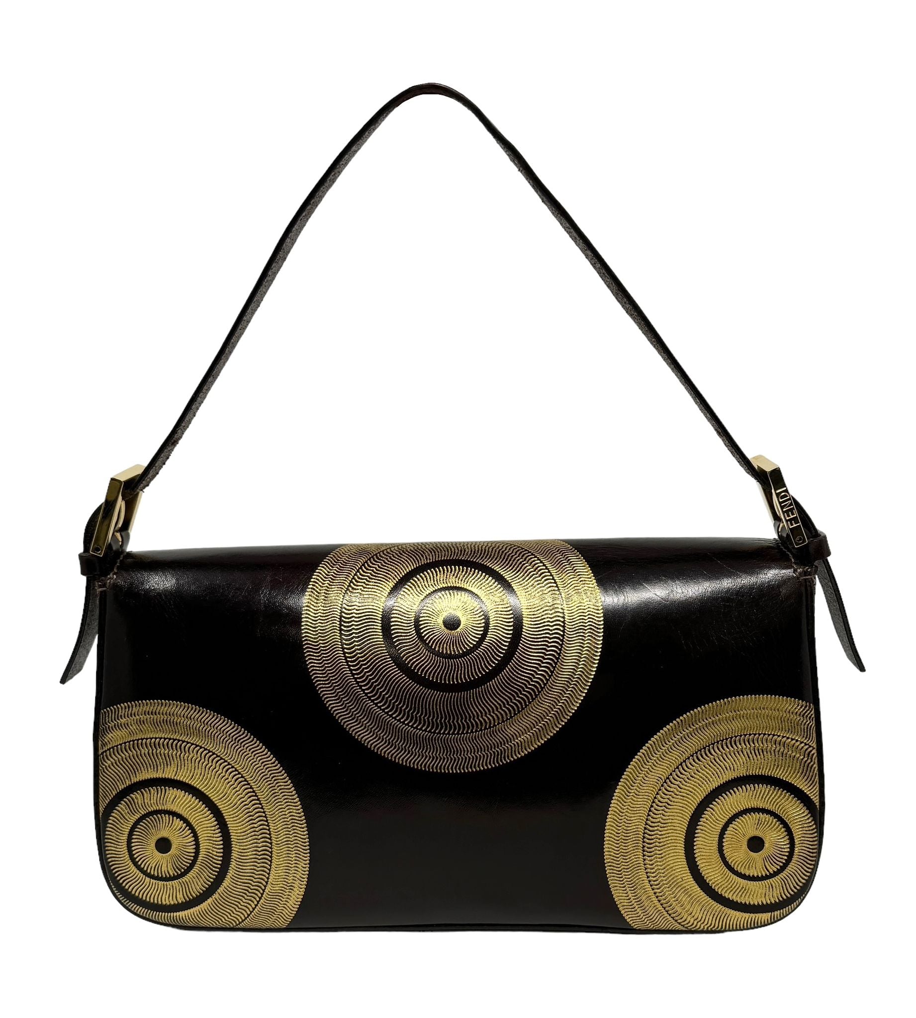 Fendi Brown Leather Painted Baguette