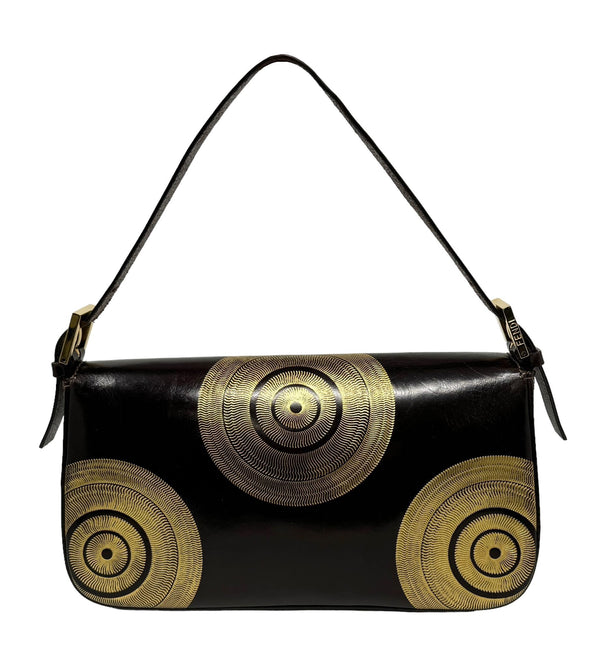 Fendi Brown Leather Painted Baguette