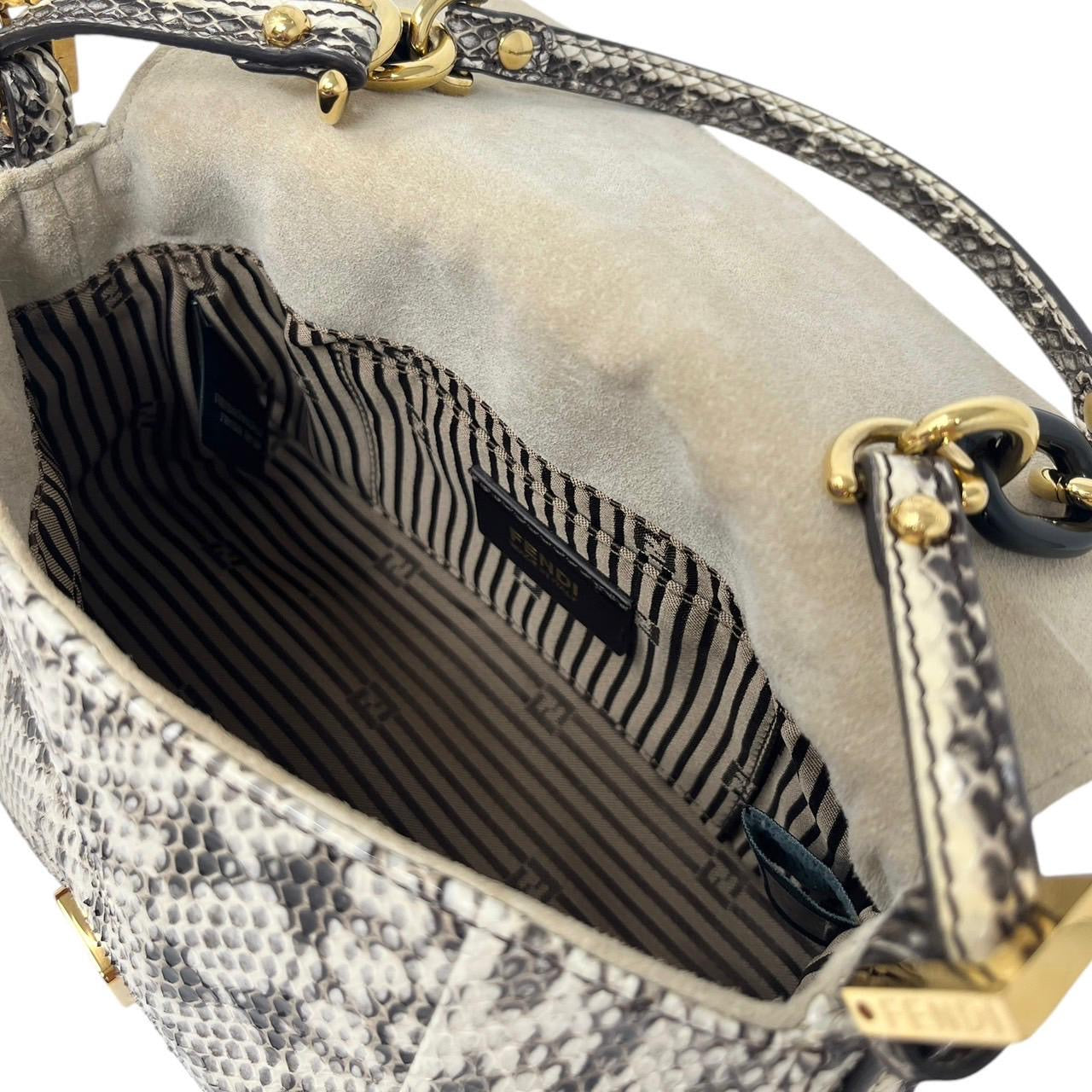 Fendi Grey Snakeskin Mini Mama Baguette Bag