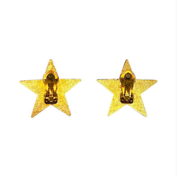 Chanel Yellow Star Logo Earrings
