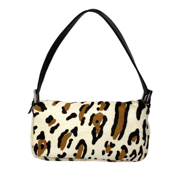 Fendi White Cheetah Baguette Bag