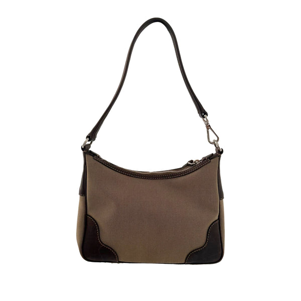 Prada Brown Canvas Mini Shoulder Bag