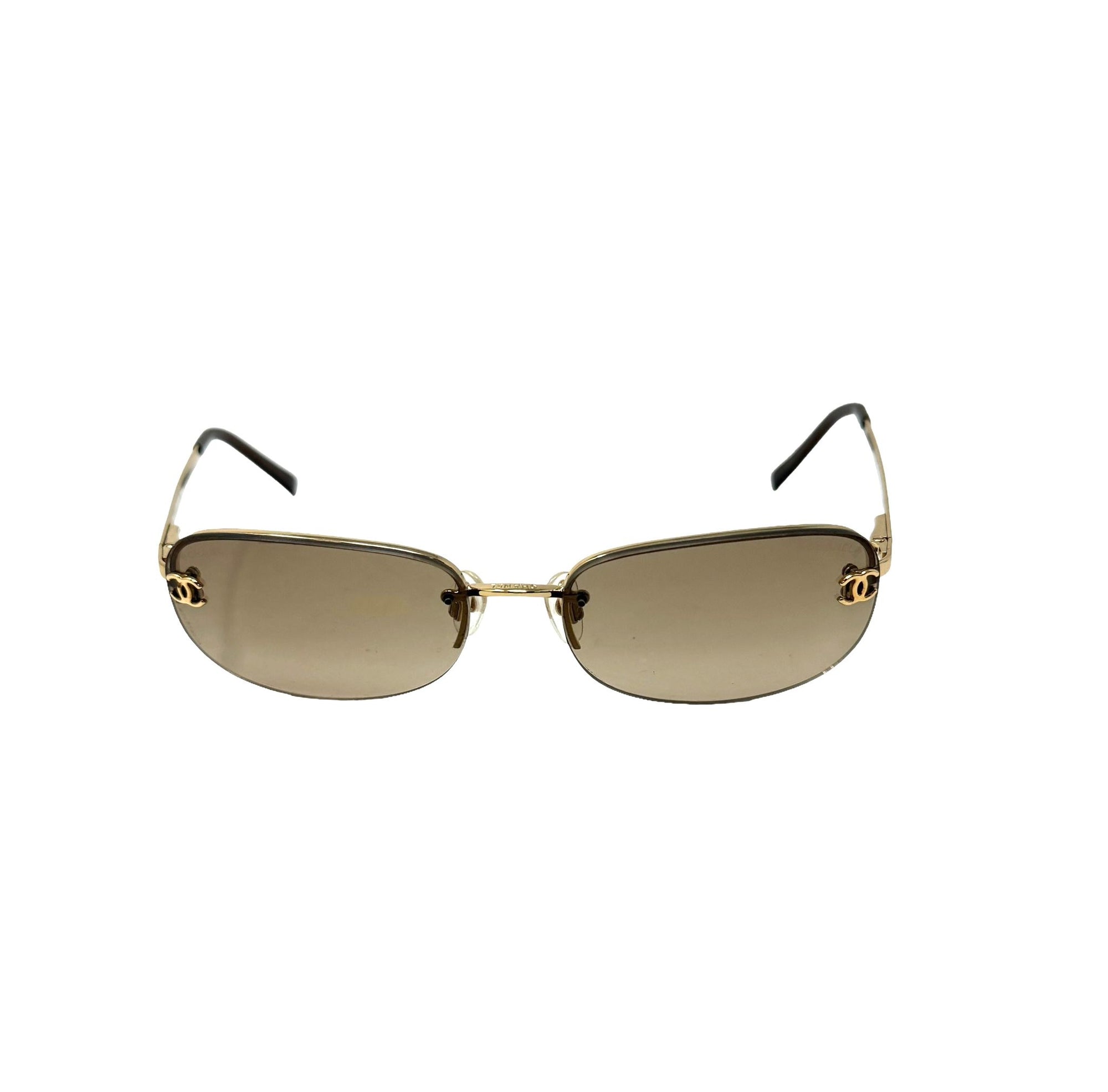 Chanel Bronze Logo Rimless Micro Sunglasses