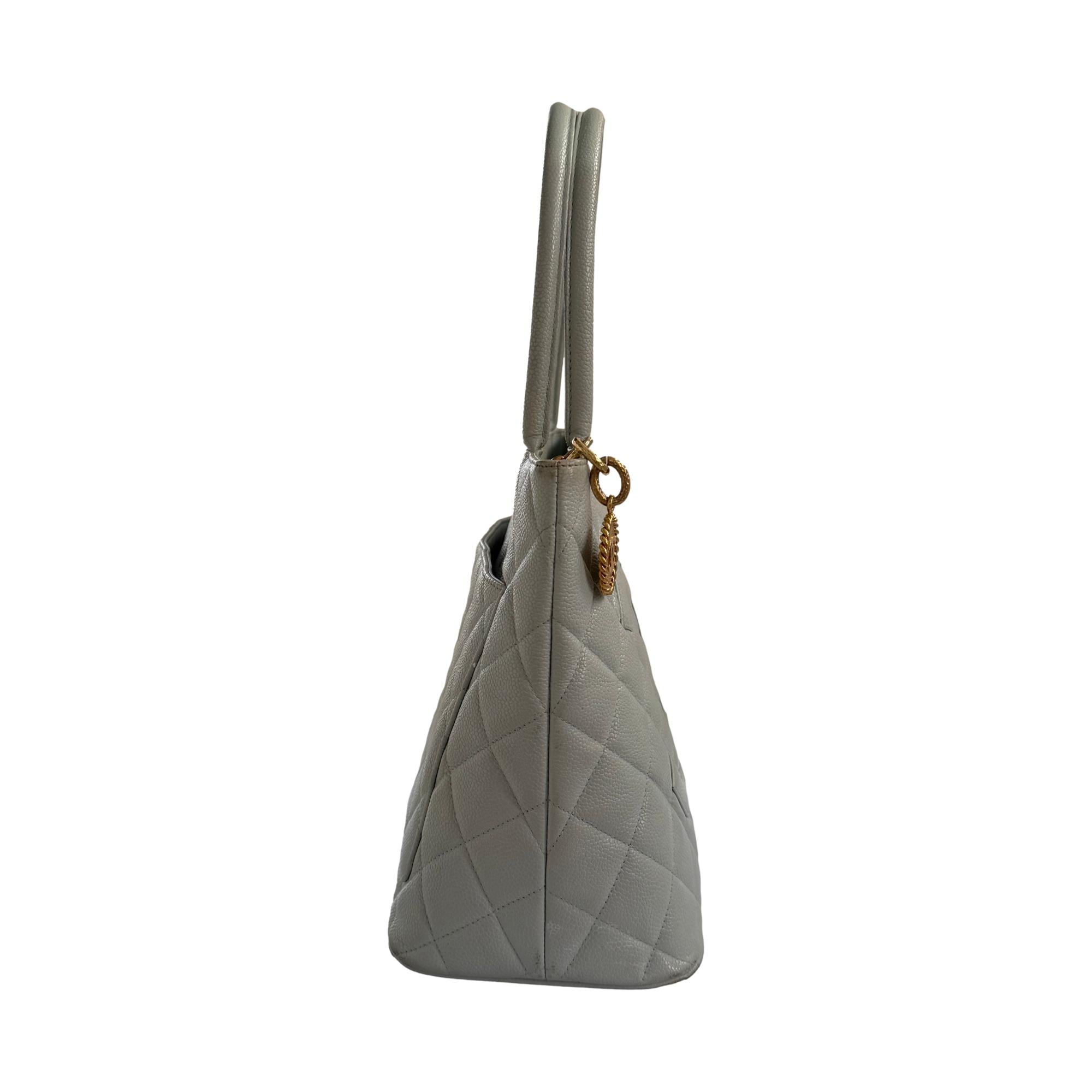 Chanel Light Blue Medallion Top Handle Bag