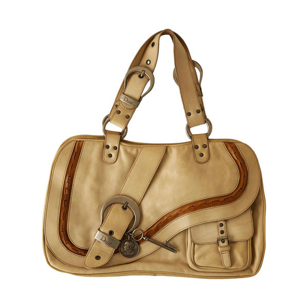 Dior Ivory Leather Gaucho Saddle Bag