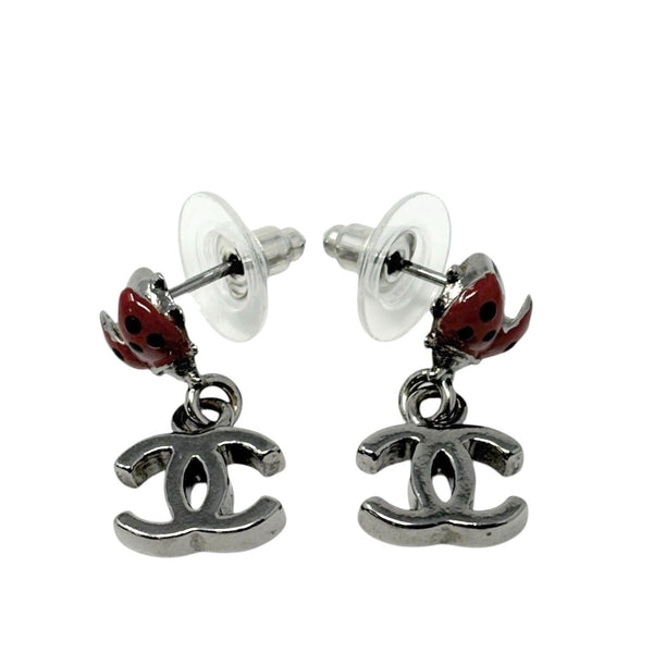 Chanel Silver Ladybug Earrings